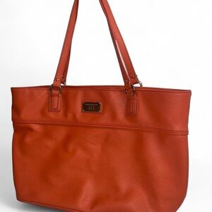 2013 TOMMY HILFIGER Bright Orange Shoulder Tote Bag Gold Hardware